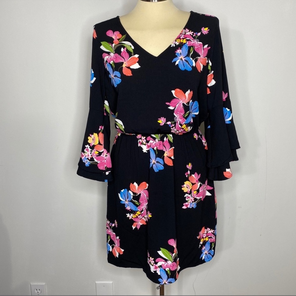 Gorgeous Black Pink Floral A New Day Floral Dress size Small flirty